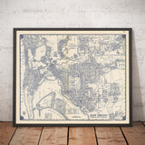 Alte Karte von San Diego, 1938 von Thomas Bros - National City, La Jolla, La Mesa, Innenstadt, Balboa Park & Zoo, North Island 