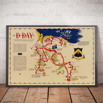 Ancienne Carte de Day Darkings en Normandie, 1944 - 743ème bataillon de réservoir dans le nord de la France - US Army World War 2