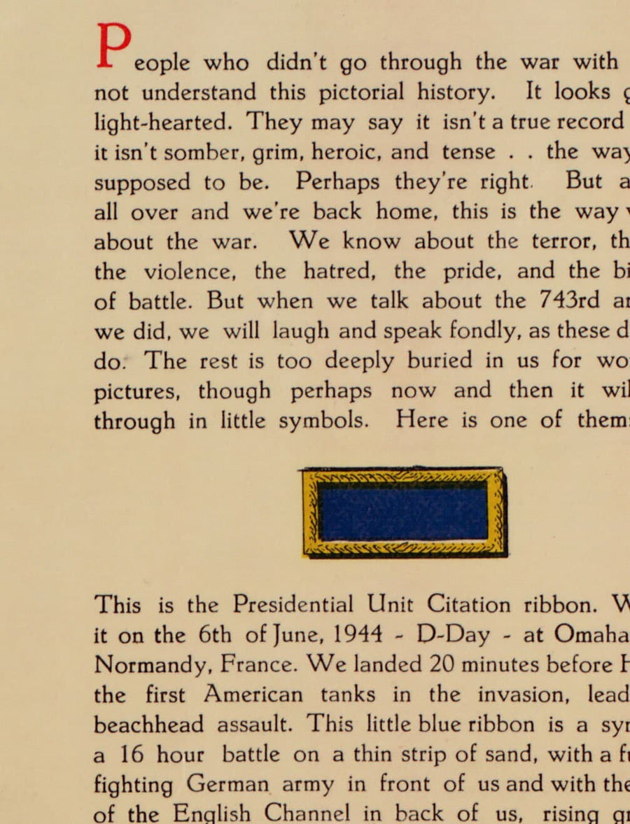 Mapa antiguo de D Day Landings en Normandía, 1944 - 743rd Batallón de tanques en el norte de Francia - EE. UU. Ejército Mundial Guerra Mundial 2