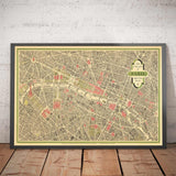 Mapa antiguo raro de París, Francia de Georges Peltier, 1950 - Louvre, Notre Dame, Sainte-Chapelle, Torre Eiffel