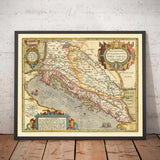 Old Map of Croatia, Bosnia & Serbia, 1573 by Ortelius - Adriatic Sea, Venice, Zagreb, Belgrade, Sarajevo, Islands