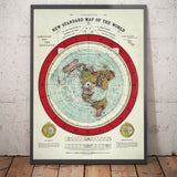 Old Flat Earth World Map, 1892, by Alexander Gleason - Rare Patented Polar Azimuthal Projection
