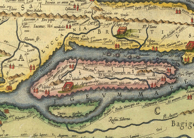 Old Map of Roman Empire Roads, 1624 par Ortelius & Peutinger - Cursus publicus, Rome, Europe, César Augustus