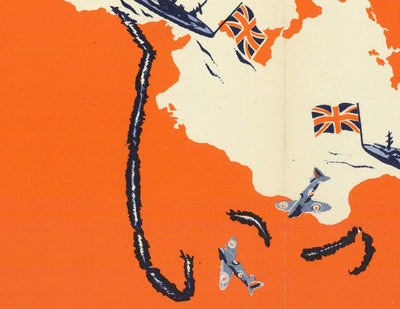 Spider Hitler, 1941 - Antiguo mapa propagandístico de Europa de la Segunda Guerra Mundial por Kem - Nazi vs. Aliados y URSS - Frente Occidental, Oriental