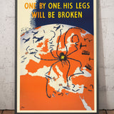 Ragno Hitler, 1941 - Vecchia mappa di propaganda della Seconda Guerra Mondiale dell'Europa di Kem - Nazisti contro Alleati e URSS - Fronte occidentale, fronte orientale 