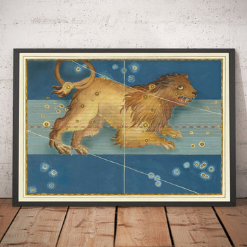 Old Star Map of Leo, 1603 par Johann Bayer - Zodiac Astrology Chart - The Lion Horoscope Sign