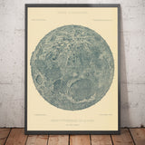Illustrazione della Vecchia Luna, 1888 di Leon Fenet - Litografia Francese della Carta Lunare 