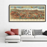 Antike Karte von Berlin, 1760 von Balthasar Probst - Alte Panorama-Karte mit Wappen 