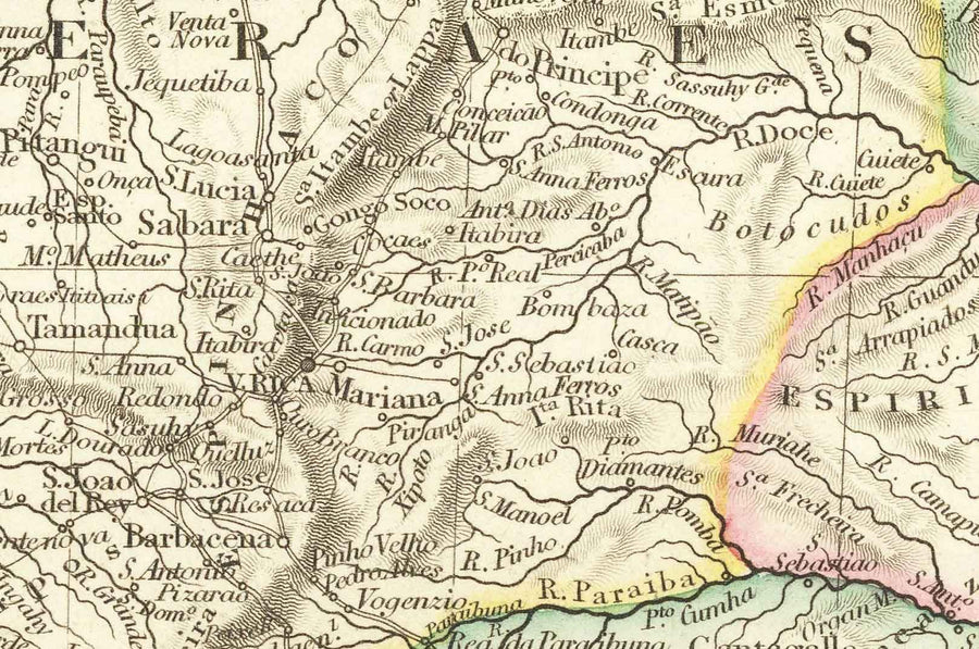 Mappa antica del Brasile, 1832 di Arrowsmith - America del Sud coloniale - Regno del Portogallo, Imperatore Pedro II, Fiume Amazzoni 