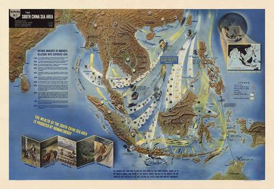 Antiguo mapa de la Segunda Guerra Mundial: Mar de la China Meridional, 1944 - NavWarMap No.2 - Sudeste de Asia, Indonesia, Malasia, Tailandia, Filipinas