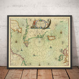 Alte Karte von Grönland, Island und der Nordsee, 1661 von van Loon - Wikinger-Erkundungskarte 