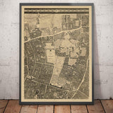 Old Map of London by John Rocque, 1746, E1 - Old Street, Finsbury, Moorgate, Barbican, St Lukes, Liverpool St