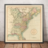 Old Map of USA, 1806 by John Cary - Early Federalist USA - Large Georgia, Western Territories, East Coast States