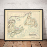 Ancienne carte de Terre-Neuve, Nouvelle-Écosse et Nouveau-Brunswick, 1872 par Fullarton - Canada, Amérique du Nord britannique coloniale