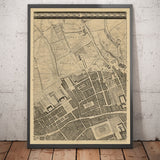 Mappa antica di Londra di John Rocque, 1746, C1 - Holborn, Russell e Bloomsbury Square, Lincoln's e Gray's Inn, Camden 