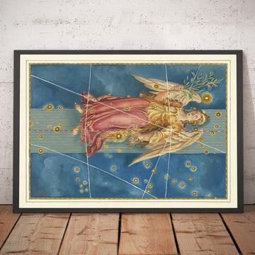 Antica Mappa Stellare della Vergine, 1603 di Johann Bayer - Carta Astrologica Zodiacale - Il Segno Zodiacale della Vergine 