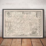 Old Monochrome Map of Leicestershire, 1611 by John Speed - Leicester, Loughborough, Hinckley, Wigston, Melton Mowbray