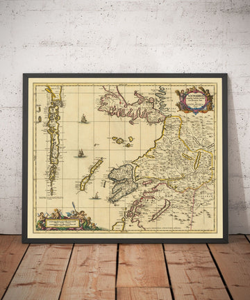 Ancienne carte des Hébrides intérieures et extérieures, Mull et Skye, 1690 - Lochaber, Uist, Harris, Barra, Îles, Lochs