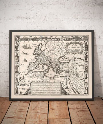 Karte des alten Römischen Reiches, 1676 von John Speed - Mittelmeer, Byzantinisches Reich, Naher Osten, Nordafrika 