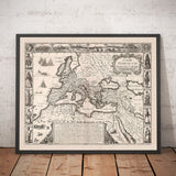 Old Roman Empire Map, 1676 par John Speed ​​- Méditerranée, Byzantine, Moyen-Orient, Afrique du Nord