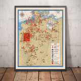 La ofensiva aérea contra Alemania, 1941 - Antiguo mapa de bombardeo de la Segunda Guerra Mundial - Propaganda de la RAF británica y del Ministerio del Aire