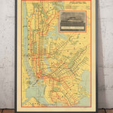 Mappa della metropolitana di New York del 1927 - Queens, Brooklyn, Ferrovia, Manhattan, INT, BMT, Interboro Elevated Rail 