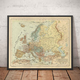 Old Arabic Map of Europe by Hafız Ali Eşref, 1893 - UK, France, Germany, Spain, Ottoman Empire, Turkey, Russia