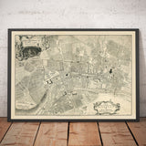 Alte Karte von Kilkenny von John Rocque im Jahr 1758 - Fluss Nore, High Street, Gallow's Hill, Saint Patrick's Street 