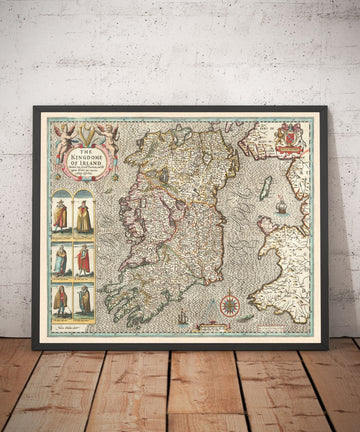Old Map of Ireland, Éireann 1611 by John Speed - Beautiful Antique Vintage Map
