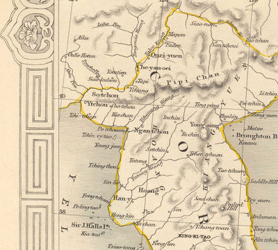 Alte Karte von Japan & Korea, 1851 von Tallis und Rapkin - Kyushu, Honshu, Shikoku, Hokkaido, Tokyo, Seoul
