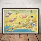 Ocupación japonesa de la costa china de Manchuria, 1938 - Antiguo mapa pictórico del noreste de China
