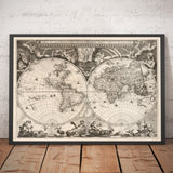 Old World Atlas Map, 1662 by Joan Blaeu - Rare Monochrome Wall Art