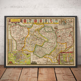 Ancienne carte de Kent en 1611 par John Speed ​​- Dartford, Maidstone, Bromley, Tunbridge, Gillingham, Chatham