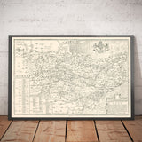 Antiguo mapa de Kent en 1596 por Philip Symonson - Dartford, Maidstone, Bromley, Tunbridge, Gillingham, Chatham