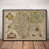 Antica mappa del Leinster, Irlanda nel 1611 di John Speed - Contea di Dublino, Kilkenny, Meath 