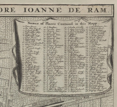 Rare carte ancienne de Londres en 1690 par Joannes de Ram
