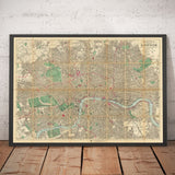 Big Old Map of London by Bacon, 1890 - Rare Folding Wall Chart of Victorian England