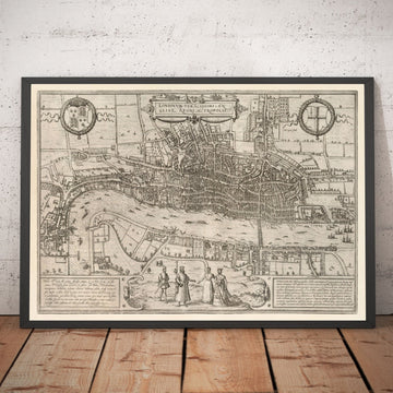 Very Old Map of London, 1572 by Georg Braun - City of London, Westminster, Southwark