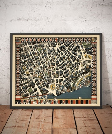 Mapa antiguo de Londres West End, 1915 por Max Gill - "Theatreland" Mapa de tubos subterráneos