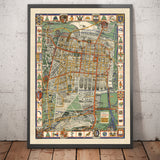 Alte Karte von Mexiko-Stadt im Jahr 1932 von Emily Edwards - Tacubaya, Roma, Peralvillo, Coyoacan, Colonia Obrera 