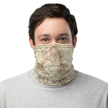 Train & Rail Face Mask / Neck Gaiter / Snood with vintage map Letts&