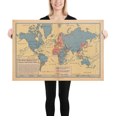 Armes alliées "Made in USA", 1942 - Ancienne carte de propagande de la Seconde Guerre mondiale