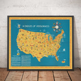 Ancienne carte d'immigrants des États-Unis, 1959 par Passal - Irlandais, Italien, Russe, Anglais, Allemand, Espagnol, Mexicain, Chinois