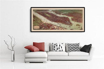 Rare Old Map of New York, 1908 - Manhattan, Brooklyn, Jersey, NYC&