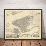 Old Map of New York, USA in 1840 - Manhattan, Brooklyn, Williamsburg, Hudson River