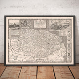 Viejo mapa de Norfolk, 1611 de John Speed ​​- Norwich, Great Yarmouth, King's Lynn, Thetford, Fakenham