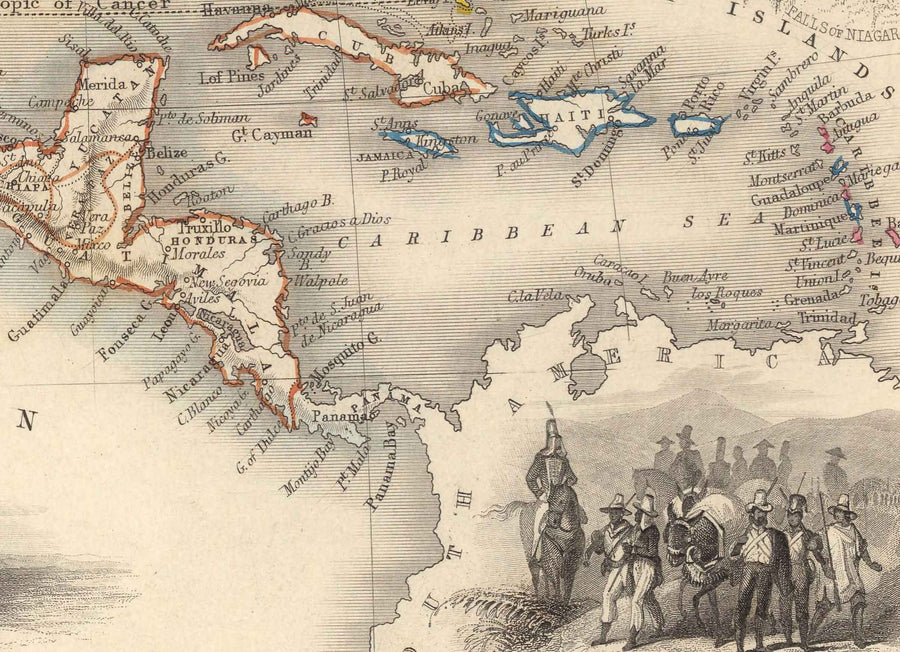 Mappa antica del Nord America, 1851 di Tallis & Rapkin - USA, Canada, Messico, Eschimesi, Castori, Nativi illustrati 