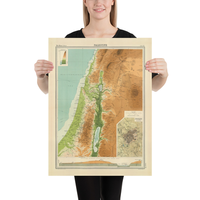 Mappa antica della Palestina nel 1922 di Bartholomew - Gerusalemme, Jaffa, Gaza, Amman, Gerico 