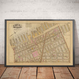 Mapa antiguo de Hudson Square y Tribeca, 1879 - Lower Manhattan Wards NYC, Houston St, Holland Tunnel, Canal St, Varick St, Hudson St