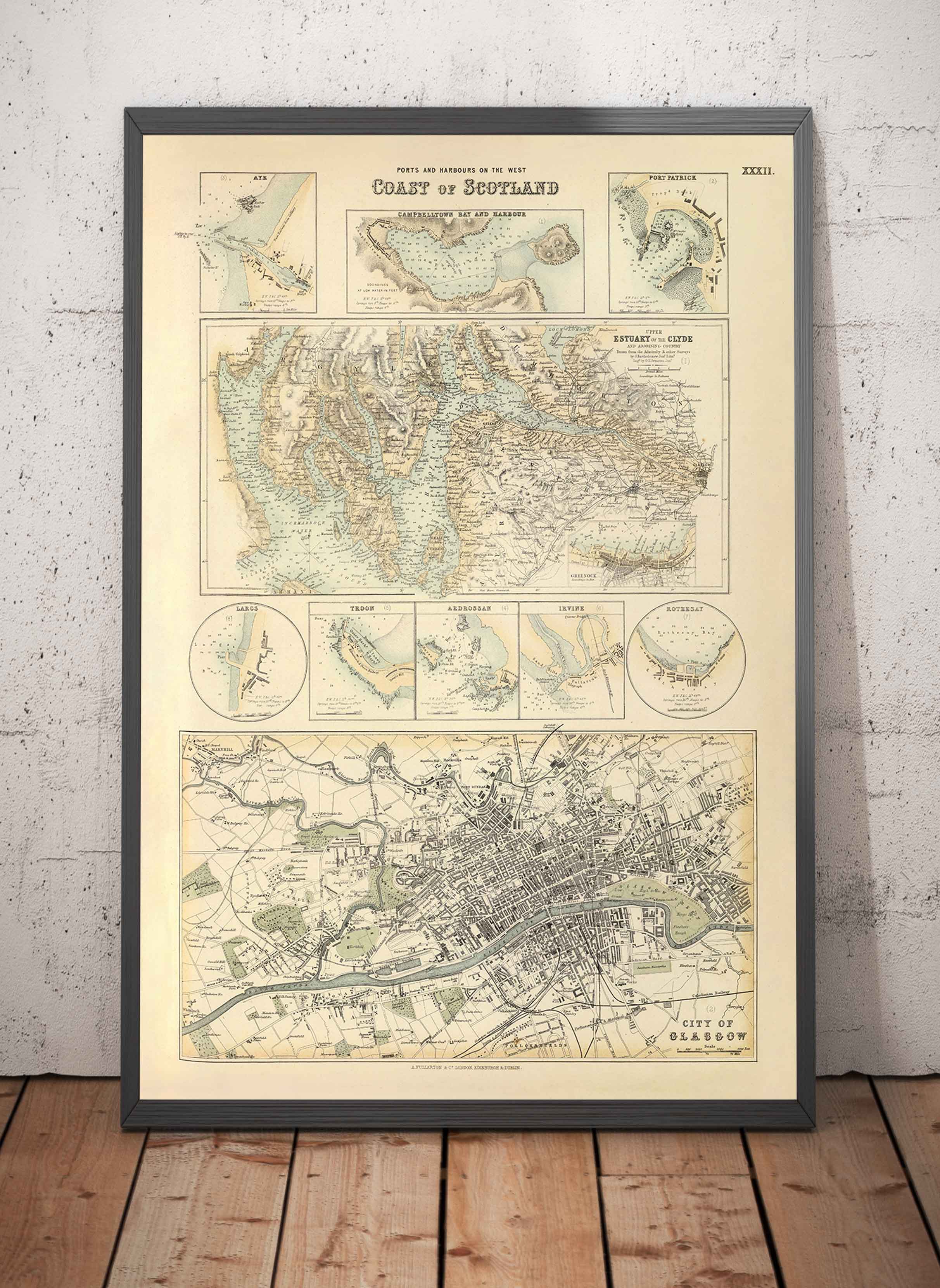 Carte ancienne des ports de la côte ouest de l'Écosse, 1872 par ...
